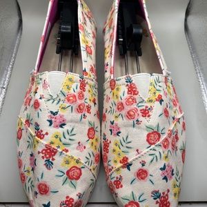 Toms x Papersource White Floral Alpargatas, size 9